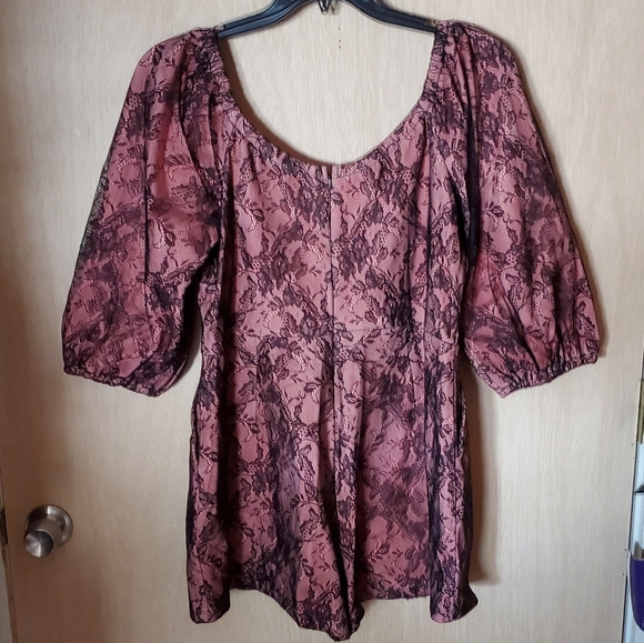 Vixen by Micheline Pitt Vacation Playsuit in Peach and Black Lace, Size 3x EUC - Picture 8 of 10